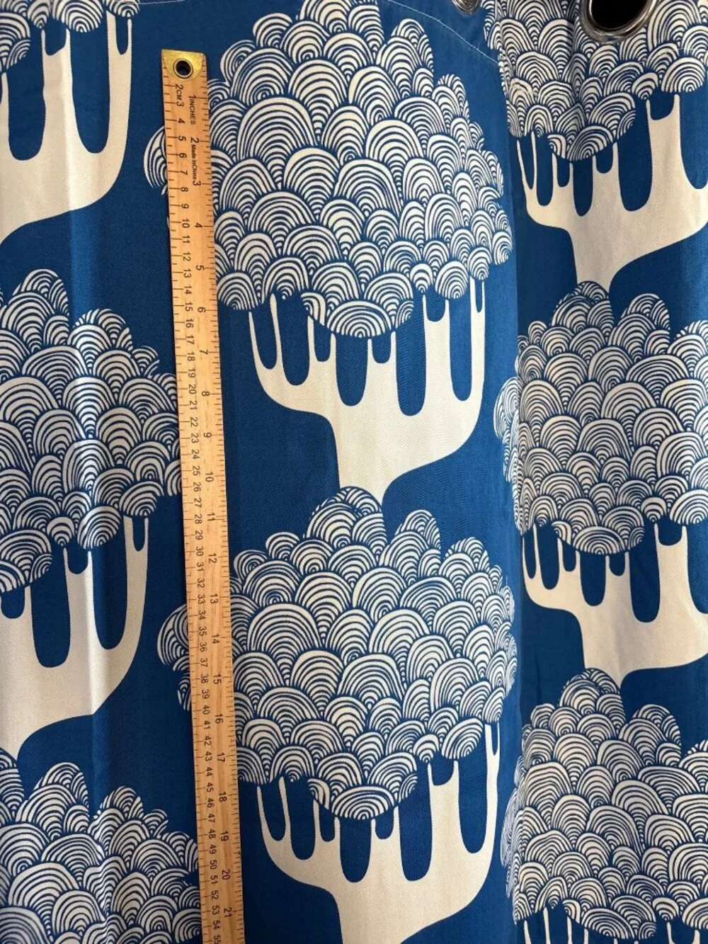 Ikea Kajsamia Tree Pattern Blue/White Curtain Panel 58x60